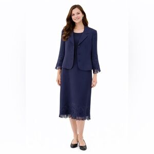 Jessica Howard Petite 2 Piece Set For Ladies Size 8 P Dress & Jacket 3/4 Sleeve